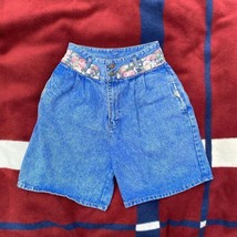 Vintage Manisha high waisted baggy denim shorts with a gorgeous floral w... - $80.00