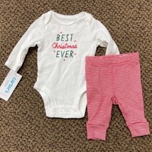 Girls Bodysuit &amp; Pants Set 2 Pc Red White Carters BEST CHRISTMAS EVER-sz... - £13.97 GBP