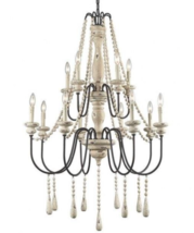 Stunning White French Farmhouse Transitional Beaded Foyer Chandelier 47&quot; - £730.77 GBP