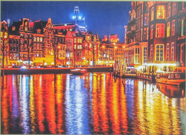 Clemontoni Amsterdam at Night 500 piece Jigsaw Puzzle Canals Waterfront - $14.84