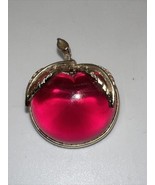 Sarah Coventry Vintage Lucite Cherry Brooch Red Purple and Gold Tone - £15.72 GBP