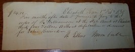 1839 Antique Bank Of Elizabeth Town Ny Receipt Billhead Gibbons Williamson - £7.77 GBP