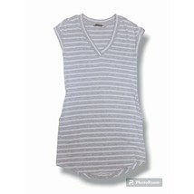 Athleta Gray White Striped Mini Short Sleeve V-Neck Dress with Pockets - Size S - £23.19 GBP