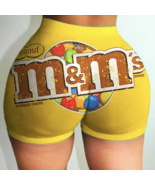 M &amp;M Sexy Candy Snack Women Short Workout Gym Shorts Casual High Waist Sz L - £5.44 GBP
