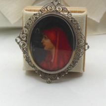 Vintage Victorian Hand Painted St. Fabiola Henner Brooch/Pendant 800 Silver - £73.89 GBP