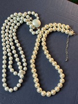 Lot of Double Strand Mint Green Round &amp; Faux White Pearl Bead Necklaces – the fa - £11.88 GBP