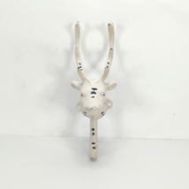 White Rustic Cast Iron Deer Stag Wall Hook Antlers Rack Sportsman Hunter... - $24.89