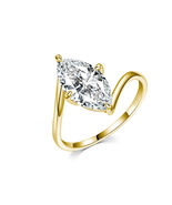 S925 Silver 14K Gold Plated 3ct D VVS Marquise Moissanite Ring,Minimalis... - $99.00