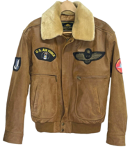 Giovanni Verucci Mens Leather Bomber Jacket US Air Force Patch Made Ital... - £91.37 GBP