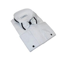 Men CEREMONIA Formal Cotton Shirt Wingtip Slim Fit Turkey #JKP 013 White Floral image 7