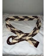 Vintage Women’s GAP 2 Tone Fabric Braided Belt with Brown Leather Buckle - £25.92 GBP