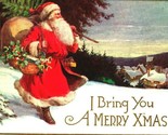 I Bring You Un Joyeux Noël Père Noël Sac en Relief 1910s DB Carte Postal... - $5.08