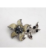 Black Rhinstone Crystal Brooch With Clear Rhinstone Edging . - $14.99