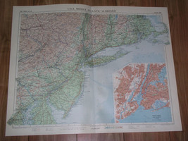 1957 Vintage Map Of New York New Jersey Connecticut Scale 1:1,000,000 - £26.60 GBP