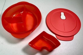 Tupperware 3859A-2 ( 3 Piece) Crystal Ware Divided Dish Lid + Cold Cup Microwave - £14.14 GBP