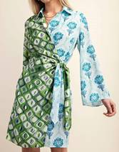 Gigio - Mixed print long sleeves wrap mini dress - $38.00