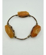 Orange Druzy Wire Cuff Bracelet ~1” x 1/2” Stones Handmade Artisan - $12.99