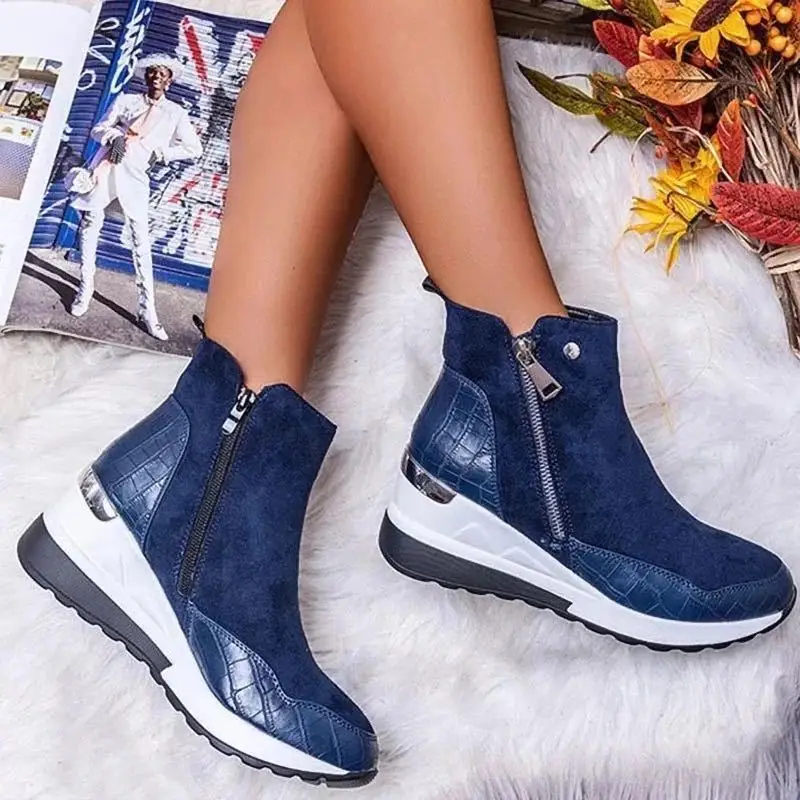 Plus Size Warm Plush    Sneakers Ankle Boots Women Shoes Ladys Zipper Buckle Thi - £109.41 GBP