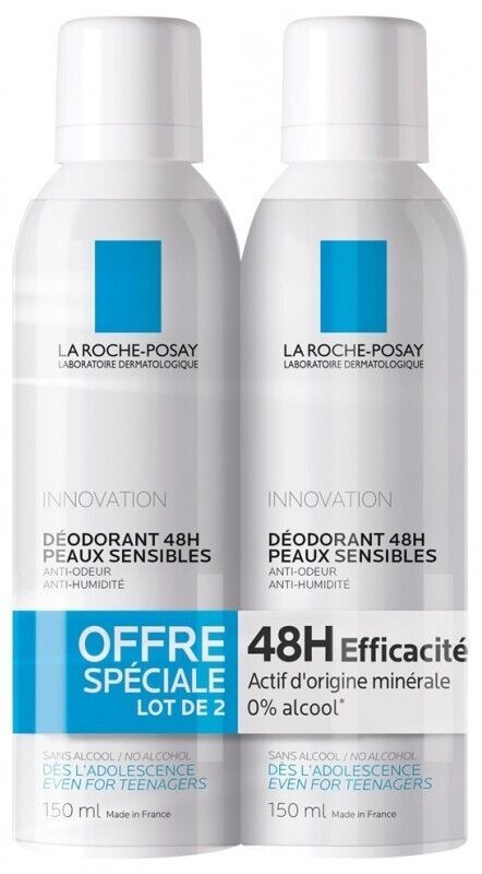 La Roche-Posay 48h Physiological DEODORANT Spray Deo 2X150ml EXP:2027