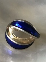 Estate 925 &amp; Designer Signed Blue Enamel Split Sterling Slver Scandinavi... - £61.16 GBP