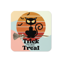 Cork-back coaster | The Witch Cat&#39;s Trick or Treat Adventure - $10.99