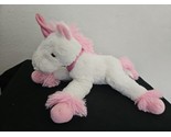 Kellytoy Unicorn Plush Stuffed Animal White Pink Mane Tail Collar Furry ... - £17.99 GBP