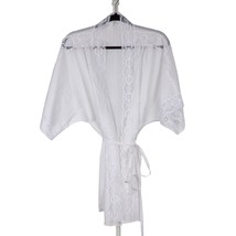 Womens VTG Robe M White Lace Shirt Sleeve Tie Bridal Classic Simple - £11.72 GBP