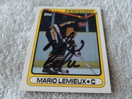 1990-91 Topps # 175 Mario Lemieux Hand Signed Penguins Nm / Mint !! - £159.86 GBP