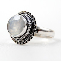925 Sterling Silver Rainbow Moonstone Handmade Ring SZ H to Y Festive Gift R1083 - £25.11 GBP