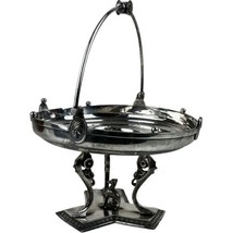 Antique Victorian Meriden Silverplated Cake Basket Greyhound Dog Shield ... - $187.00