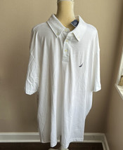 Nautica Mens White Polo Shirt Blue Logo Cotton Sz 4XL Short Sleeve New - £27.93 GBP