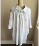 Nautica Mens White Polo Shirt Blue Logo Cotton Sz 4XL Short Sleeve New - £27.51 GBP