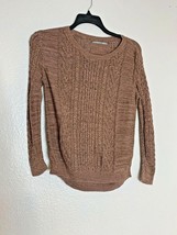 Rubbish Womens Sz XS Long Sleeve Sweater Brown Cable Knit Lightweight - £13.14 GBP