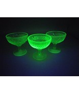 Vintage Green Uranium Depression Glass Sherbet Dessert Cup Production Flaw  - $29.12 CAD