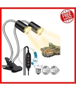 Double-Headed Reptile Heat Lamp with Timer for Bearded Dragons &amp; Lizards - $40.58