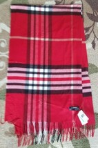 NWT V. Fraas Cashmink Red Plaid Tartan Blanket Wrap Shawl Scarf Retails $48 - £9.57 GBP