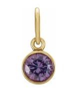 Genuine 14k Yellow Gold 4mm Round Alexandrite CZ Birthstone Bracelet Charm - $221.98 CAD