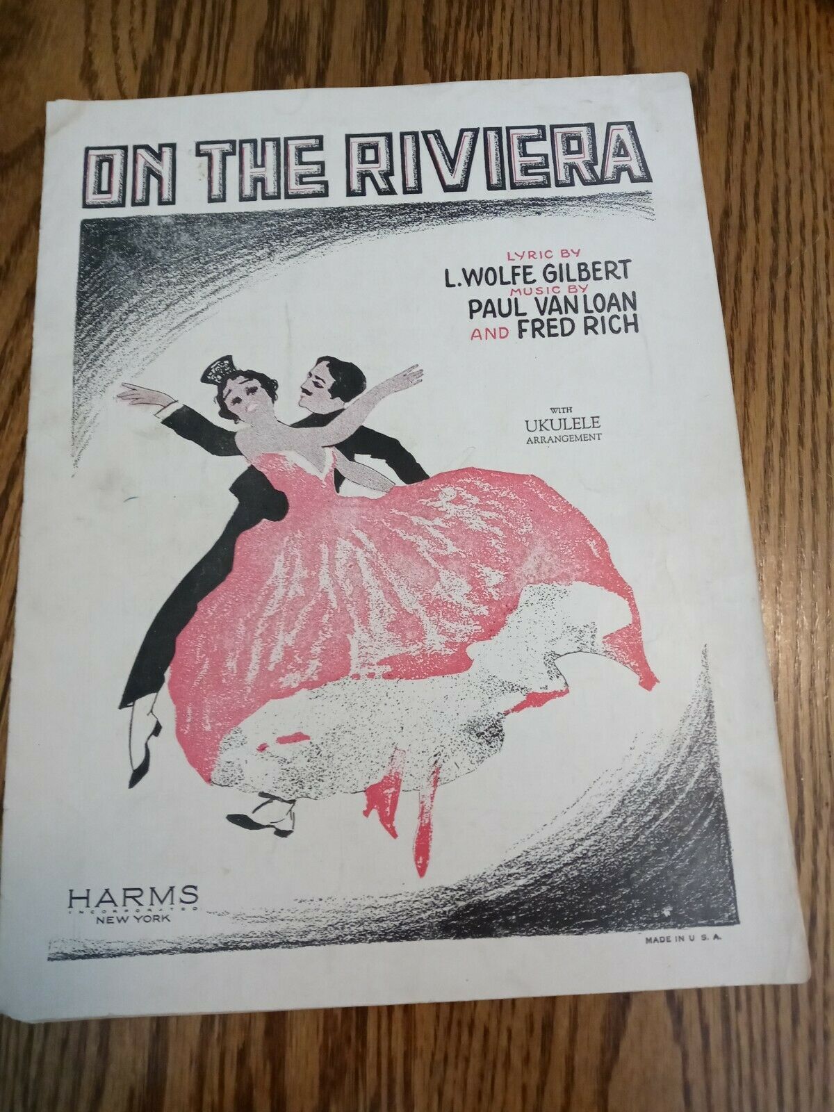 On The Riviera, 1926, vintage sheet music - $18.69
