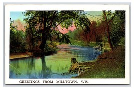 Generic Scenic Greetings River Scene Milltown Wisconsin UNP Linen Postcard U21 - £3.58 GBP