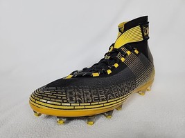 Under Armour Highlight Mid Football Cleats Men&#39;s 12 Black Yellow 3023716... - $28.99