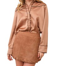 Aila Blue long sleeve studded shirt blouse in Tan - $47.00