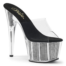 PLEASER ADORE-701SRS Women&#39;s 7&quot; Heel  Platform Slide W/Simulated RS Fill... - £47.92 GBP