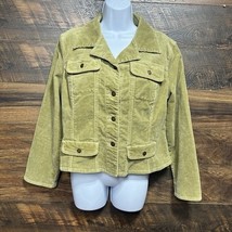 Chadwick Corduroy Jacket Olive Green 12P Faux Pockets Button Closure Cro... - $22.68 CAD