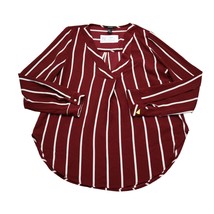 Forever 21 Shirt Womens M Red Long Sleeve V Neck Stripped Tunic Pullover - £12.31 GBP