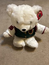 Vintage 1998 White Christmas Bear Holiday Team Santa 15&quot; Plush Limited K... - $18.49