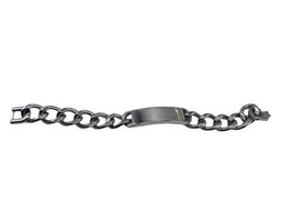 Mens 8.5&quot; Stainless Steel Silver Cuban Chain ID Bracelet 1970s Do you Remember? - £9.60 GBP