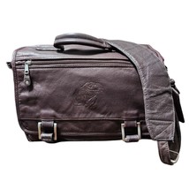 Brown Leather Satchel Messenger Bag W/ KU Bird Logo. - $32.02