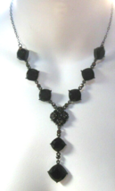 Vintage Signed CROWN TRIFARI  Black Faceted Rhinestone Necklace 18” - Ad... - $25.99