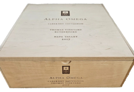 Alpha Omega  Cabernet Sauvignon  Thomas  Empty  Wooden Wine Box  With Hi... - $29.72
