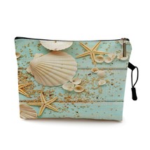 Sandbeach Conch Starfish Print Makeup Bag  Cosmetic Bags Case Toiletries Storage - £9.72 GBP